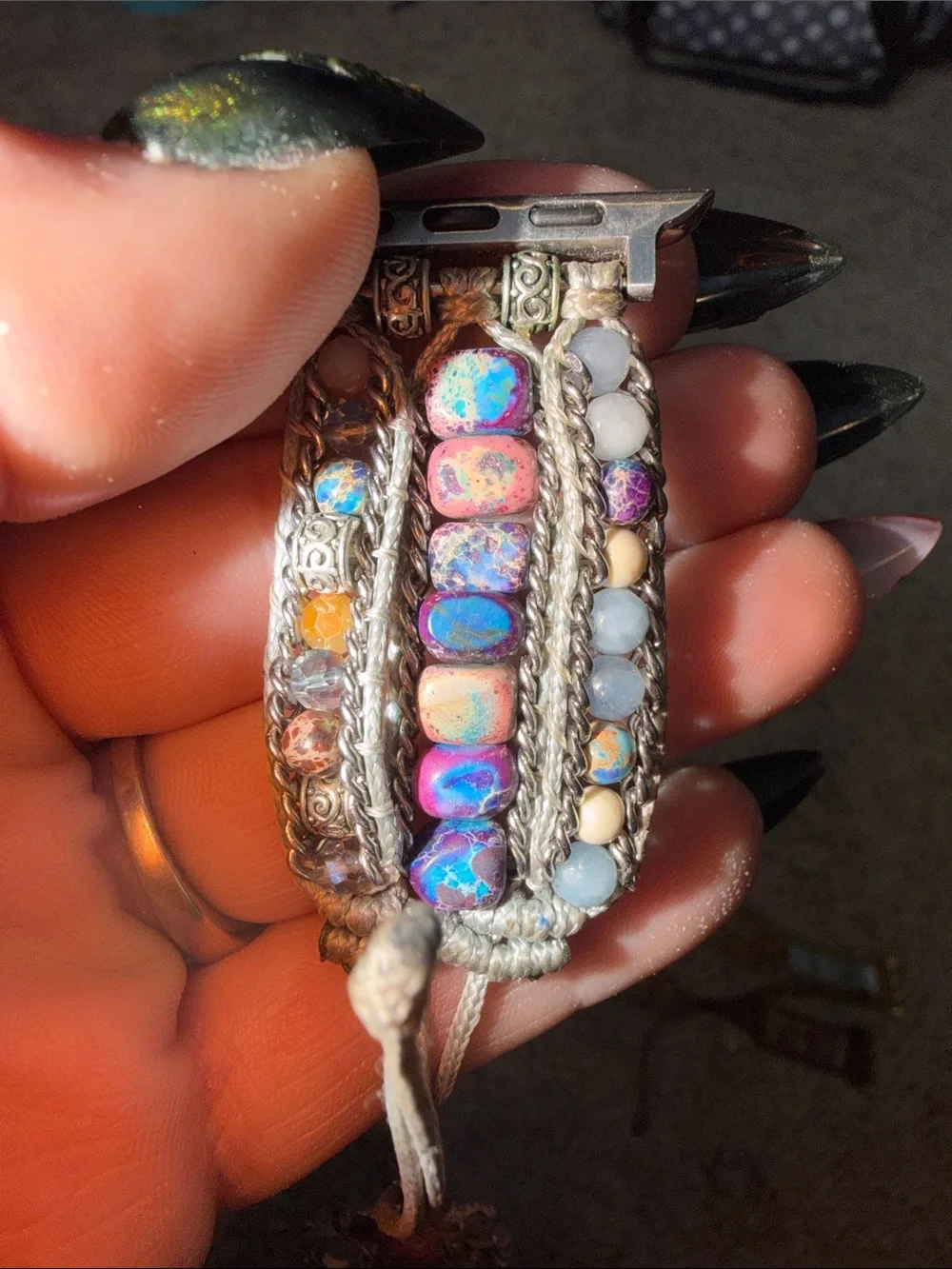 Handcrafted Beaded Leather Wrap Watch Bands - APPLE WATCH BANDS REAL STONES